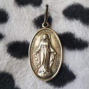 Sterling Silver Catholic Pendant Charm Mother Mary